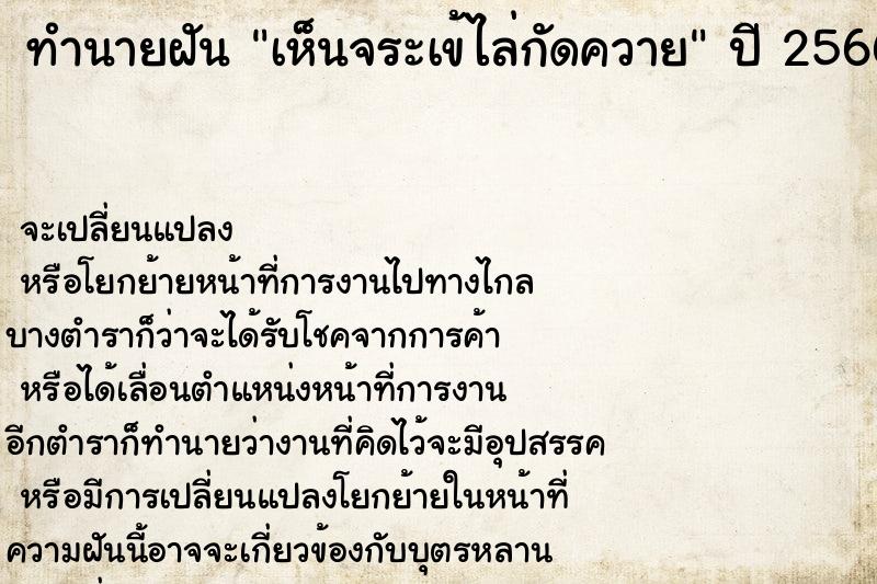 ทำนายฝัน เห็นจระเข้ไล่กัดควาย  เลขนำโชค 