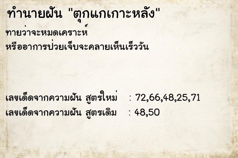 ทำนายฝัน ตุกแกเกาะหลัง