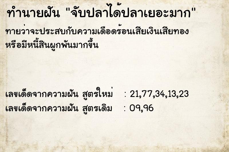 ทำนายฝัน จับปลาได้ปลาเยอะมาก