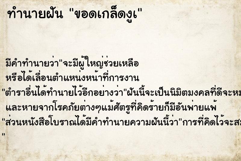 ทำนายฝัน ขอดเกล็ดงูเ