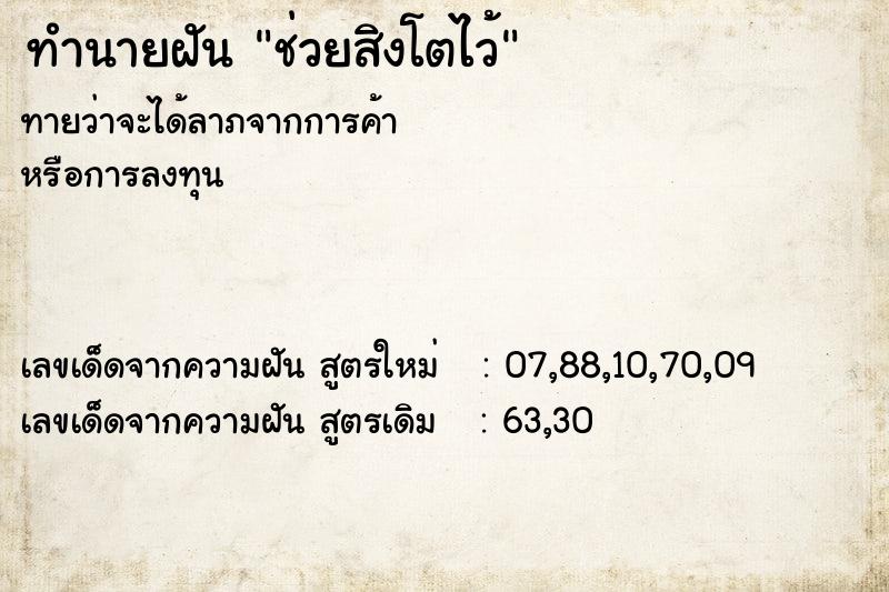 ทำนายฝัน ช่วยสิงโตไว้