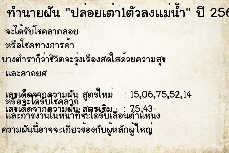 ทำนายฝัน ปล่อยเต่า1ตัวลงแม่น้ำ