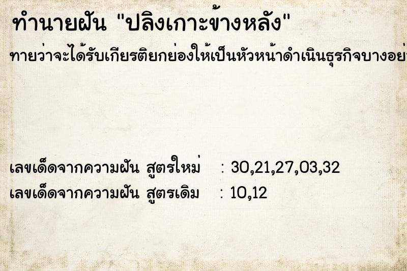 ทำนายฝัน ปลิงเกาะข้างหลัง