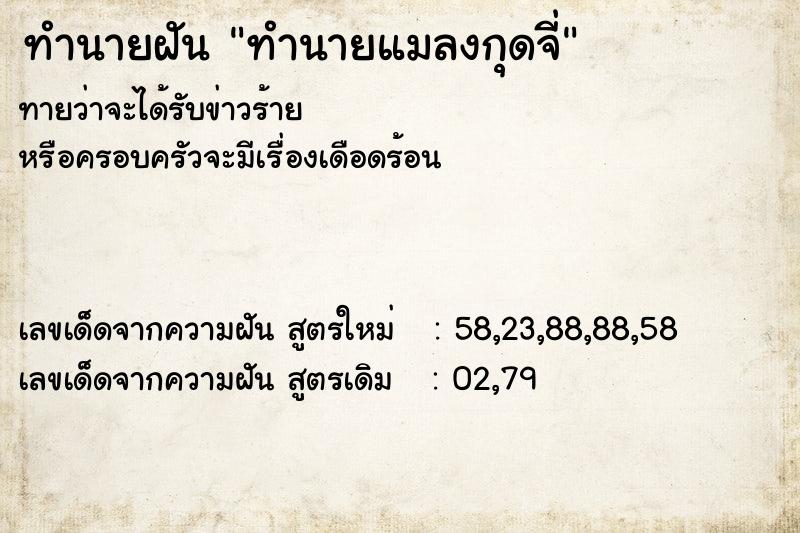 ทำนายฝัน ทำนายแมลงกุดจี่