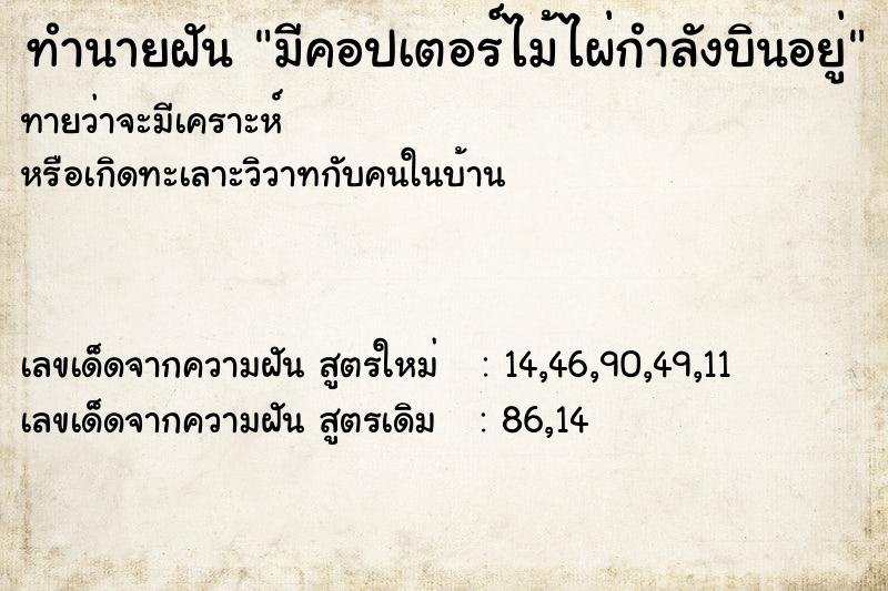 ทำนายฝัน มีคอปเตอร์ไม้ไผ่กำลังบินอยู่