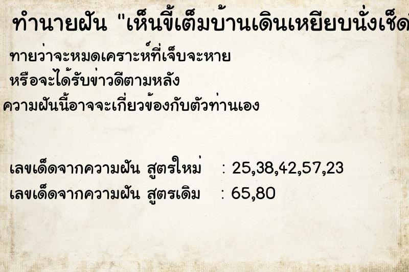 ทำนายฝัน เห็นขี้เต็มบ้านเดินเหยียบนั่งเช็ดขี้เลอะมือไปหมด