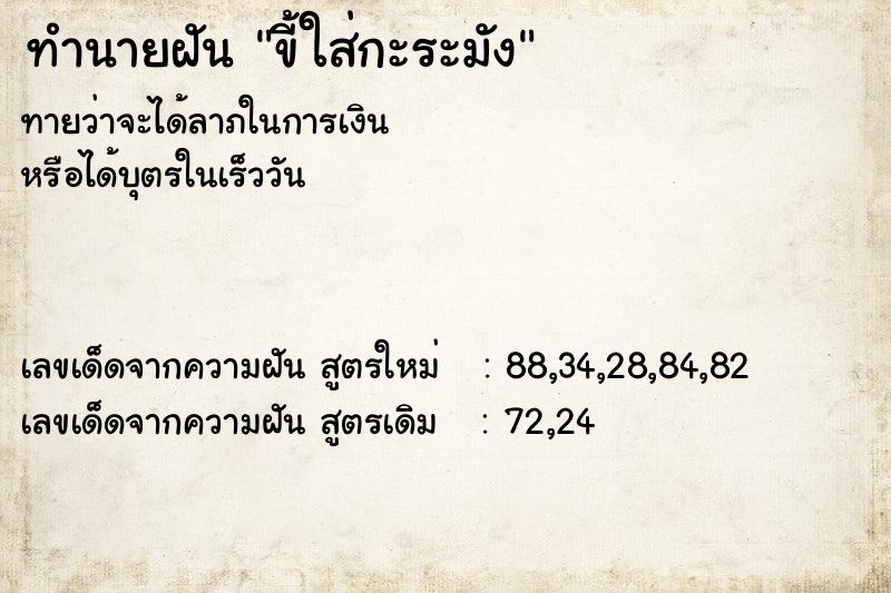 ทำนายฝัน ขี้ใส่กะระมัง