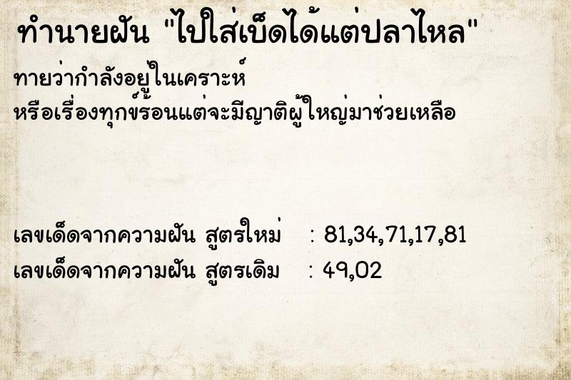 ทำนายฝัน ไปใส่เบ็ดได้แต่ปลาไหล