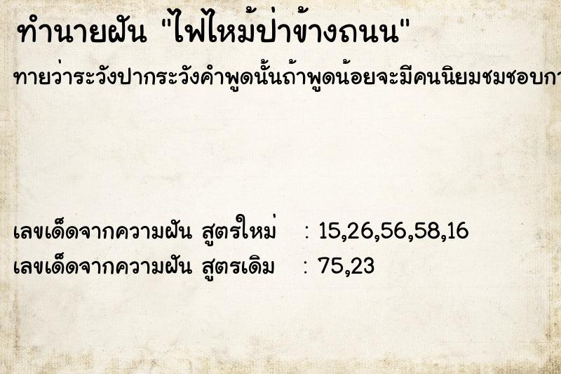 ทำนายฝัน ไฟไหม้ป่าข้างถนน