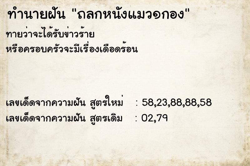 ทำนายฝัน ถลกหนังแมว๑กอง