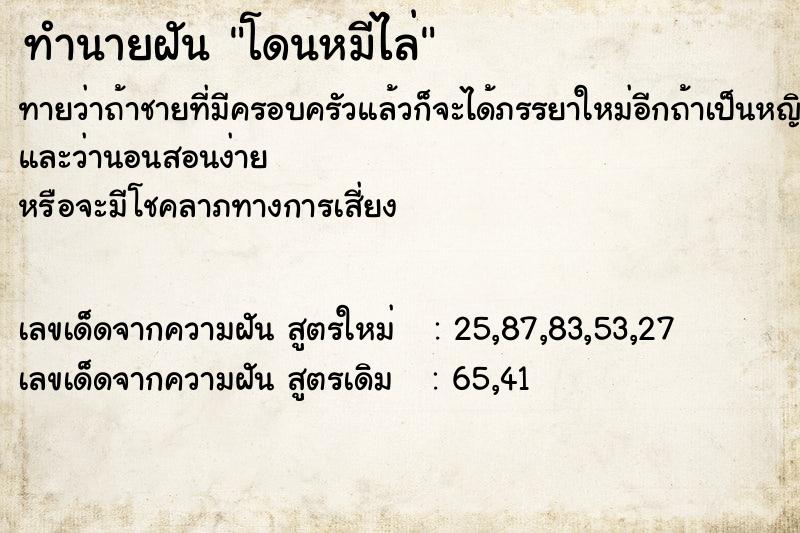 ทำนายฝัน โดนหมีไล่