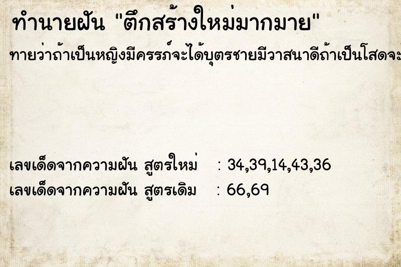 ทำนายฝัน ตึกสร้างใหม่มากมาย