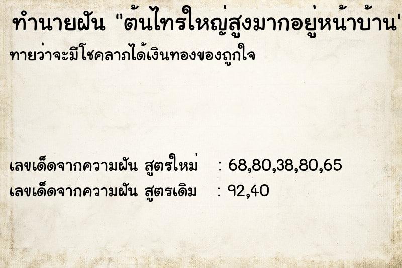 ทำนายฝัน ต้นไทรใหญ่สูงมากอยู่หน้าบ้าน