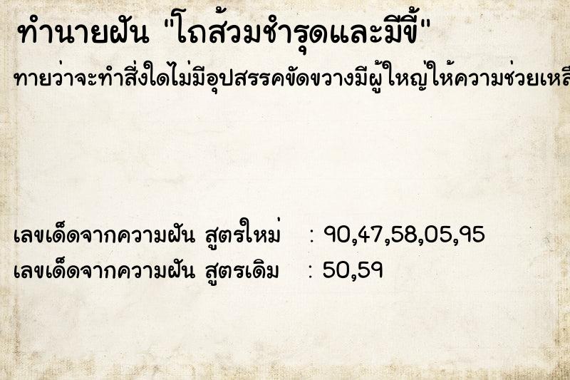 ทำนายฝัน โถส้วมชำรุดและมีขี้