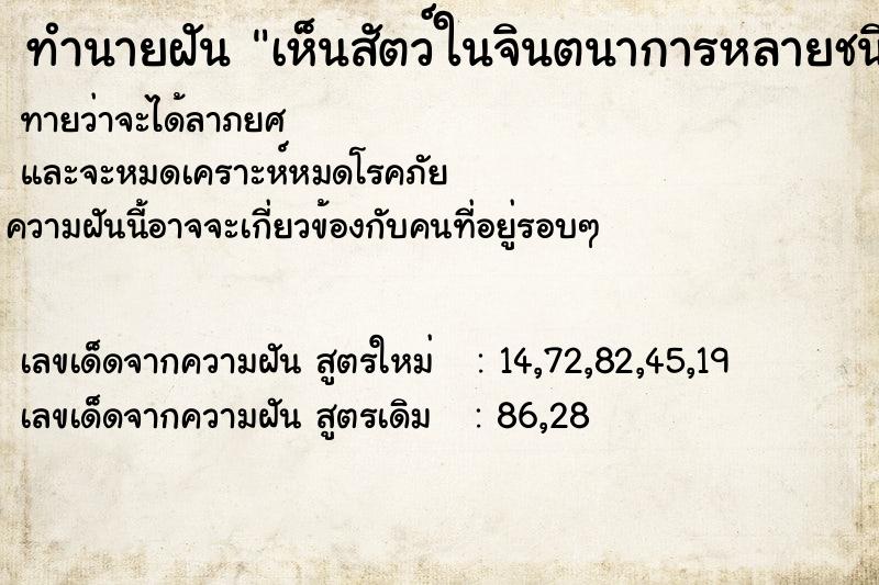 ทำนายฝัน เห็นสัตว์ในจินตนาการหลายชนิด