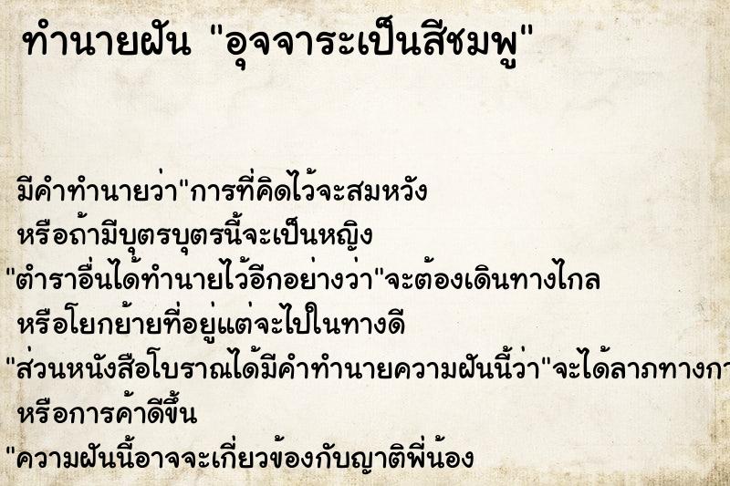 ทำนายฝัน อุจจาระเป็นสีชมพู