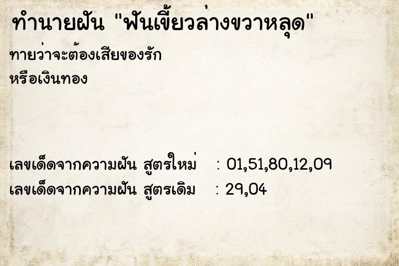 ทำนายฝัน ฟันเขี้ยวล่างขวาหลุด  เลขนำโชค 