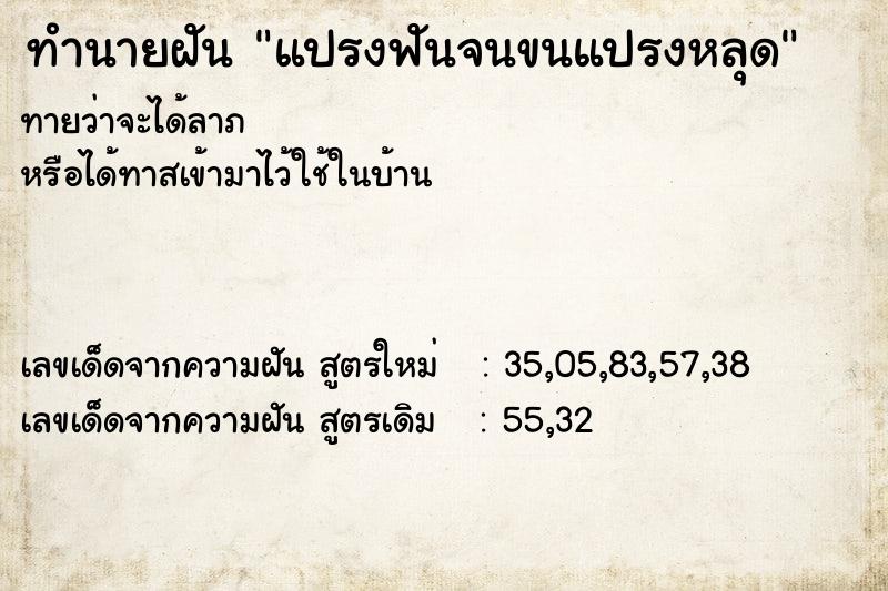 ทำนายฝัน แปรงฟันจนขนแปรงหลุด