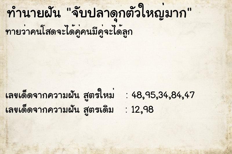 ทำนายฝัน จับปลาดุกตัวใหญ่มาก  เลขนำโชค 