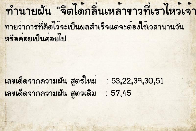 ทำนายฝัน จิตได้กลิ่นเหล้าขาวที่เราไหว้เจ้าที่