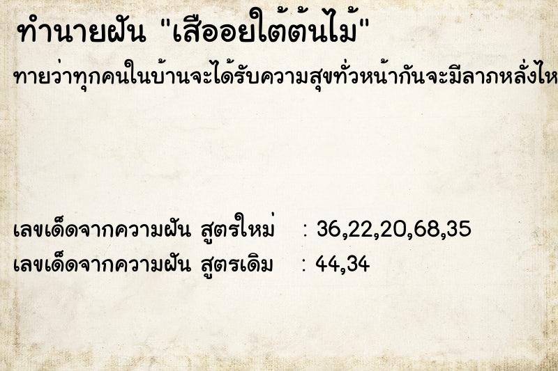 ทำนายฝัน เสืออยใต้ต้นไม้