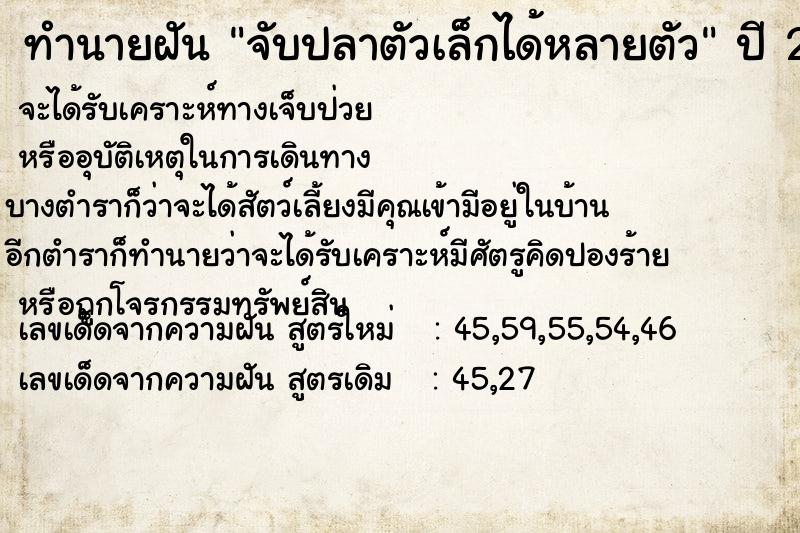 ทำนายฝัน จับปลาตัวเล็กได้หลายตัว  เลขนำโชค 