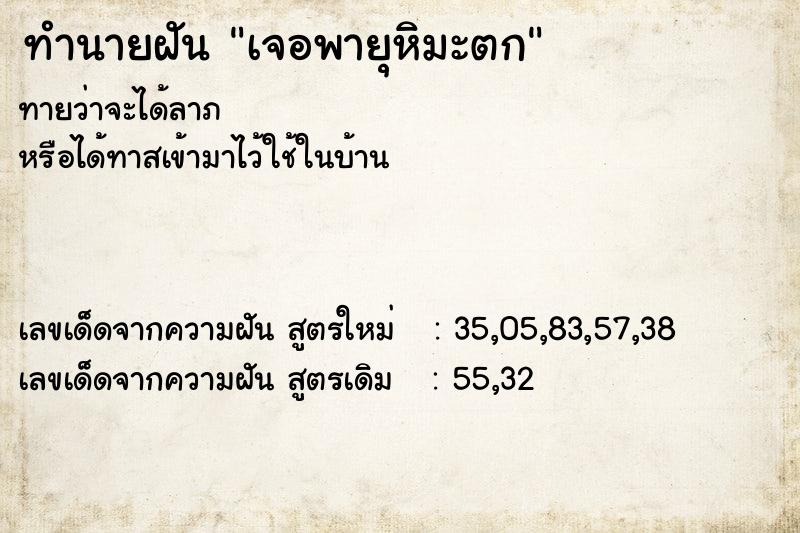 ทำนายฝัน เจอพายุหิมะตก