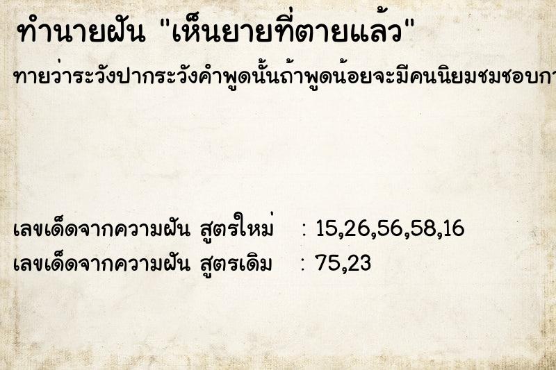 ทำนายฝัน เห็นยายที่ตายแล้ว