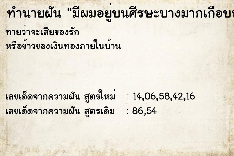 ทำนายฝัน มีผมอยู่บนศีรษะบางมากเกือบหัวล้าน