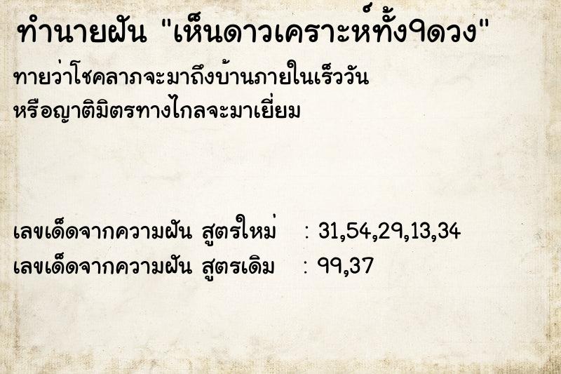 ทำนายฝัน เห็นดาวเคราะห์ทั้ง9ดวง