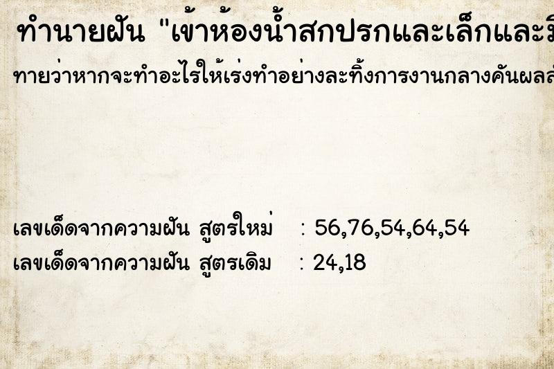 ทำนายฝัน เข้าห้องน้ำสกปรกและเล็กและมีประจำเดือนเลอะมือ