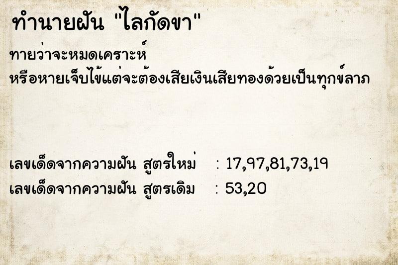 ทำนายฝัน ไลกัดขา