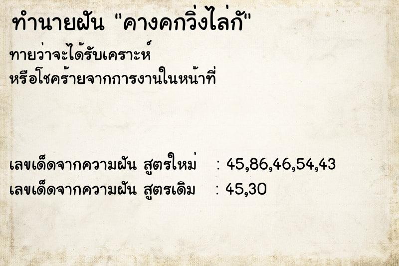 ทำนายฝัน คางคกวิ่งไล่กั