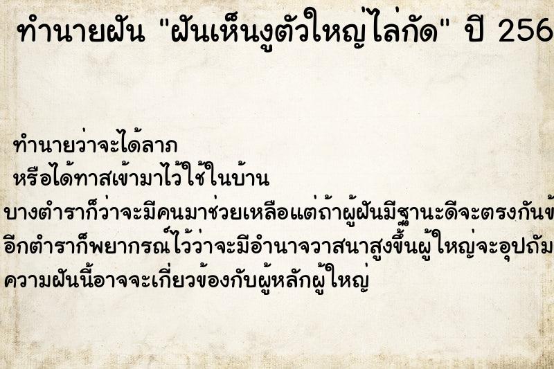 ทำนายฝัน ฝันเห็นงูตัวใหญ่ไล่กัด