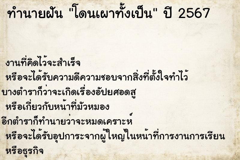 ทำนายฝัน โดนเผาทั้งเป็น  เลขนำโชค 