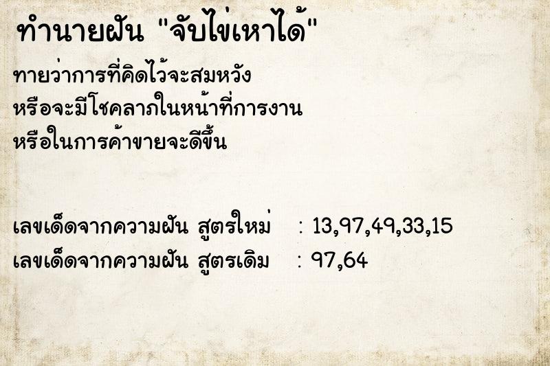 ทำนายฝัน จับไข่เหาได้