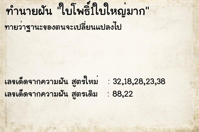 ทำนายฝัน ใบโพธิ์1ใบใหญ่มาก