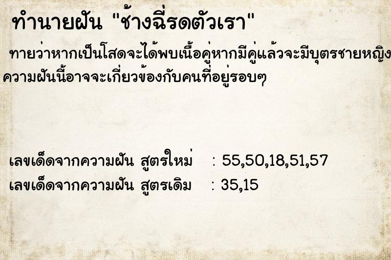 ทำนายฝัน ช้างฉี่รดตัวเรา