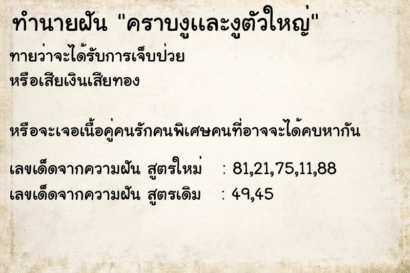 ทำนายฝัน คราบงูเเละงูตัวใหญ่