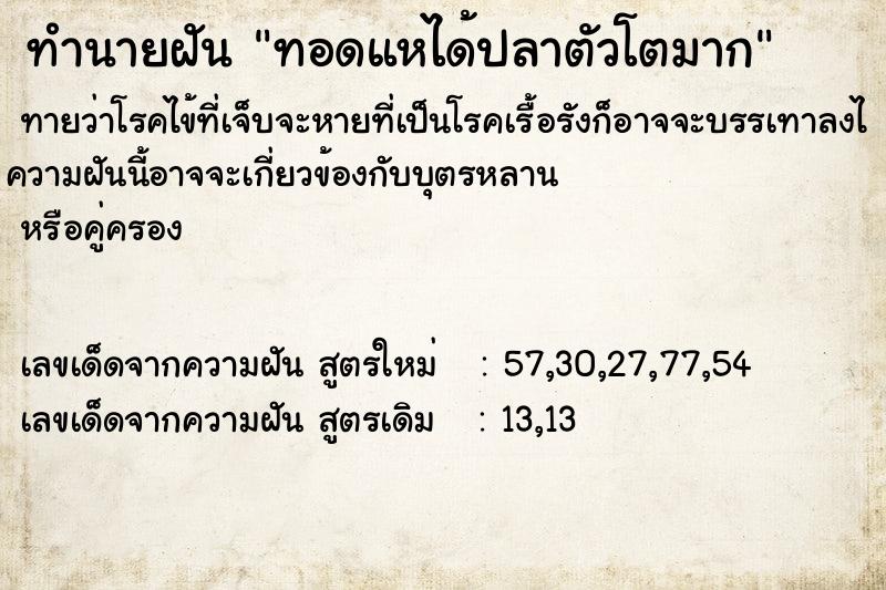 ทำนายฝัน ทอดแหได้ปลาตัวโตมาก