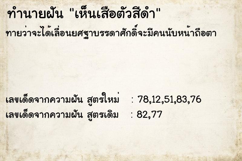 ทำนายฝัน เห็นเสือตัวสีดำ