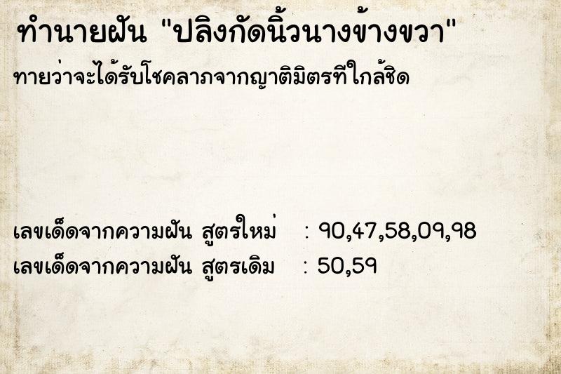 ทำนายฝัน ปลิงกัดนิ้วนางข้างขวา