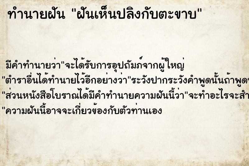 ทำนายฝัน ฝันเห็นปลิงกับตะขาบ