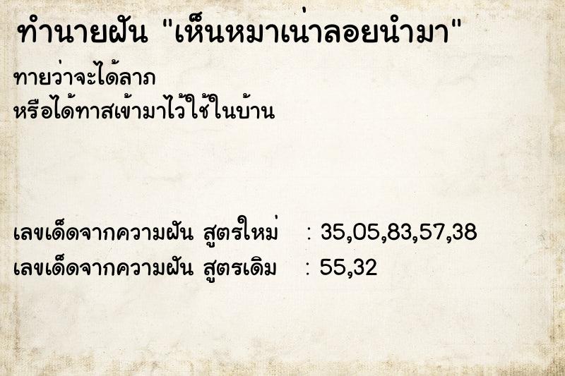 ทำนายฝัน เห็นหมาเน่าลอยนำมา