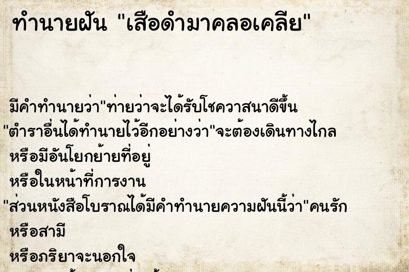 ทำนายฝัน เสือดำมาคลอเคลีย