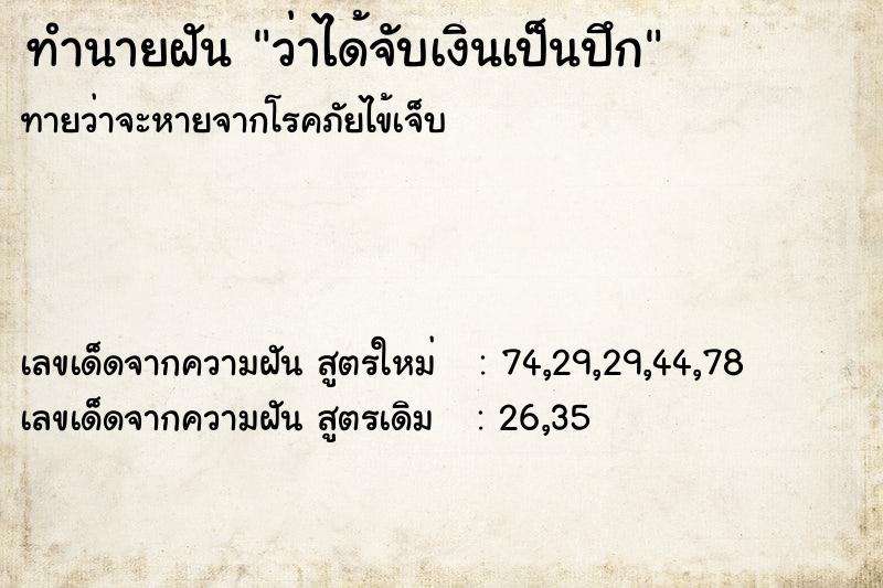 ทำนายฝัน ว่าได้จับเงินเป็นปึก