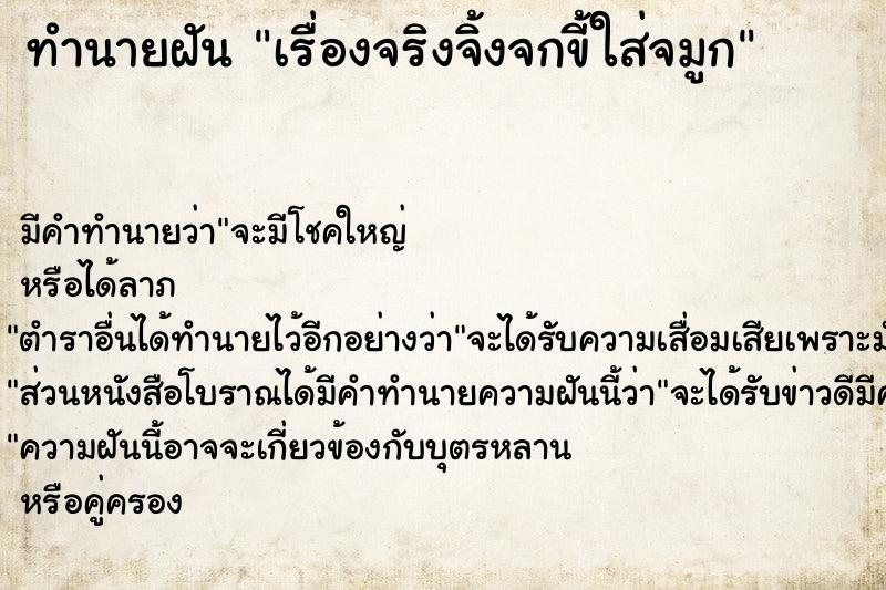 ทำนายฝัน เรื่องจริงจิ้งจกขี้ใส่จมูก  เลขนำโชค 