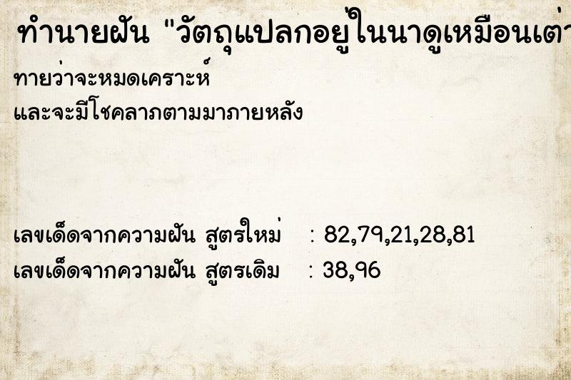 ทำนายฝัน วัตถุแปลกอยู่ในนาดูเหมือนเต่าแต่เป็นยานอวกาศ