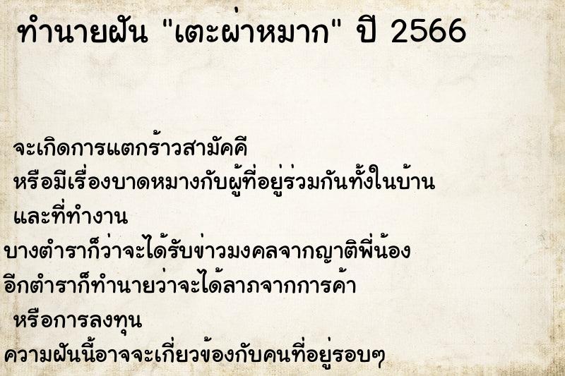 ทำนายฝัน เตะผ่าหมาก