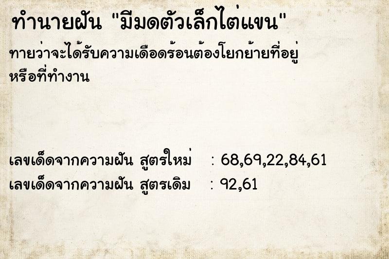 ทำนายฝัน มีมดตัวเล็กไต่แขน